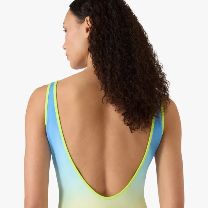 Fato de banho com gradiente azul e amarelo