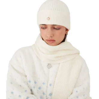 Gorro de malha canelada em lã