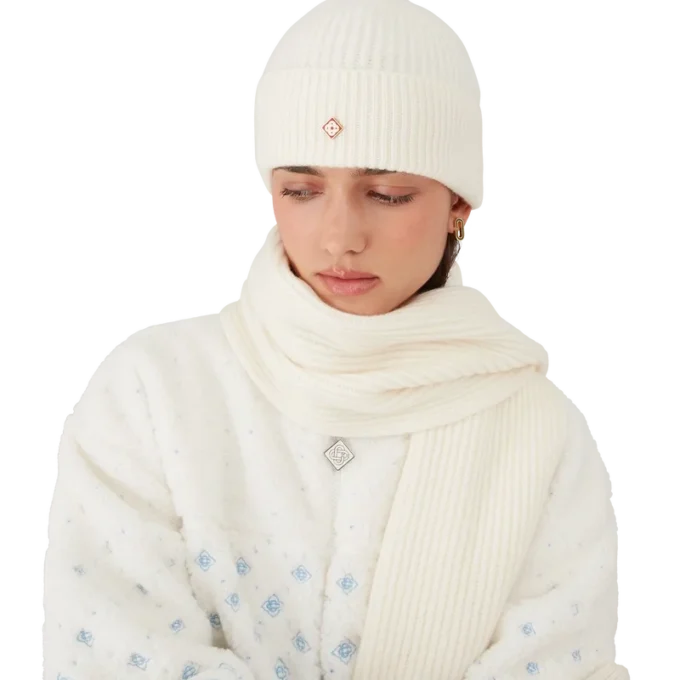 Gorro de malha canelada em lã