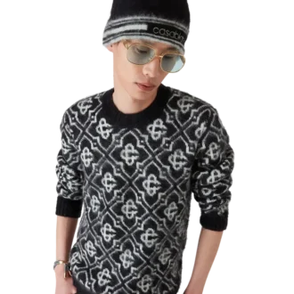 Gorro de mohair às riscas