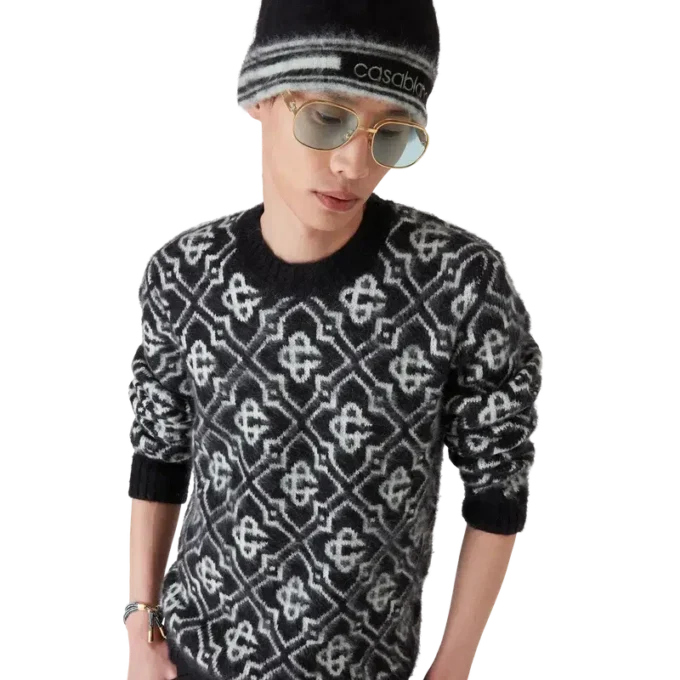 Gorro de mohair às riscas