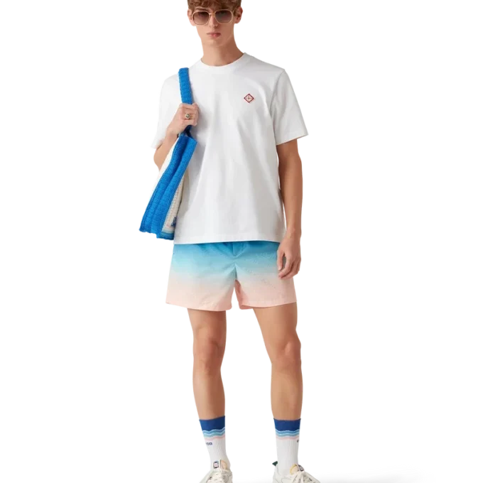 Mala de croché às riscas