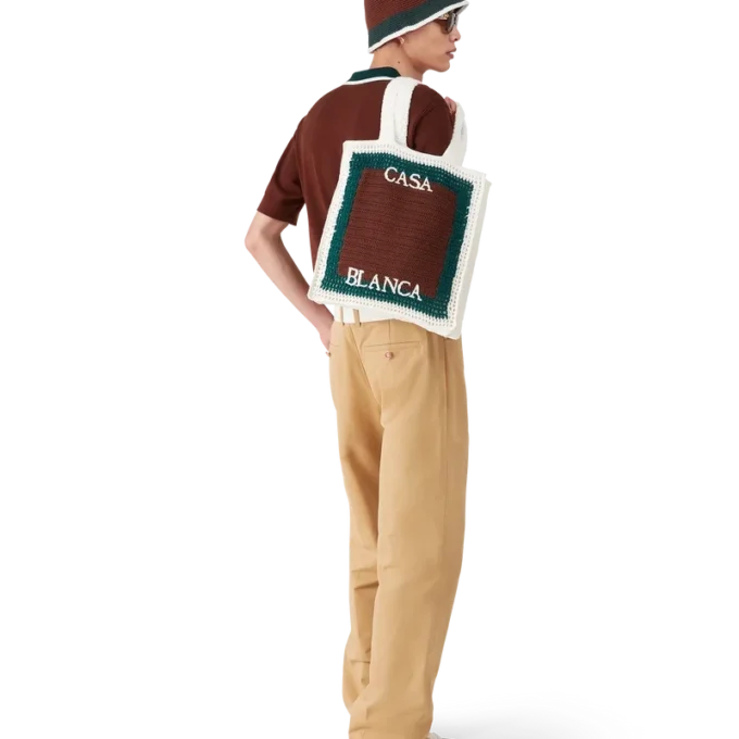 Mala de croché às riscas