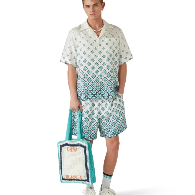 Mala de croché às riscas