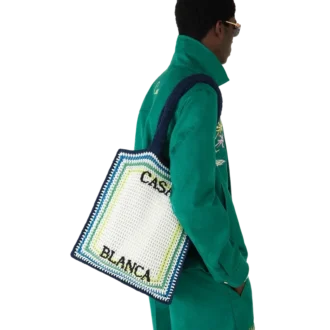 Mala de croché às riscas