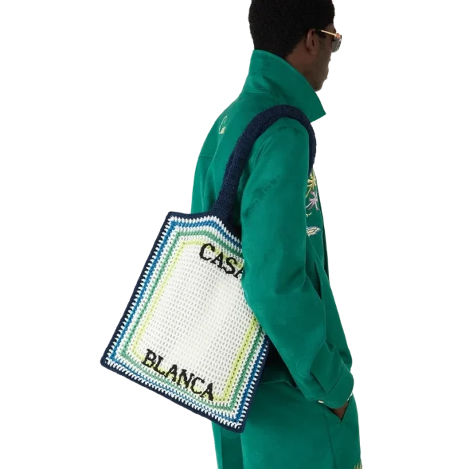 Mala de croché às riscas