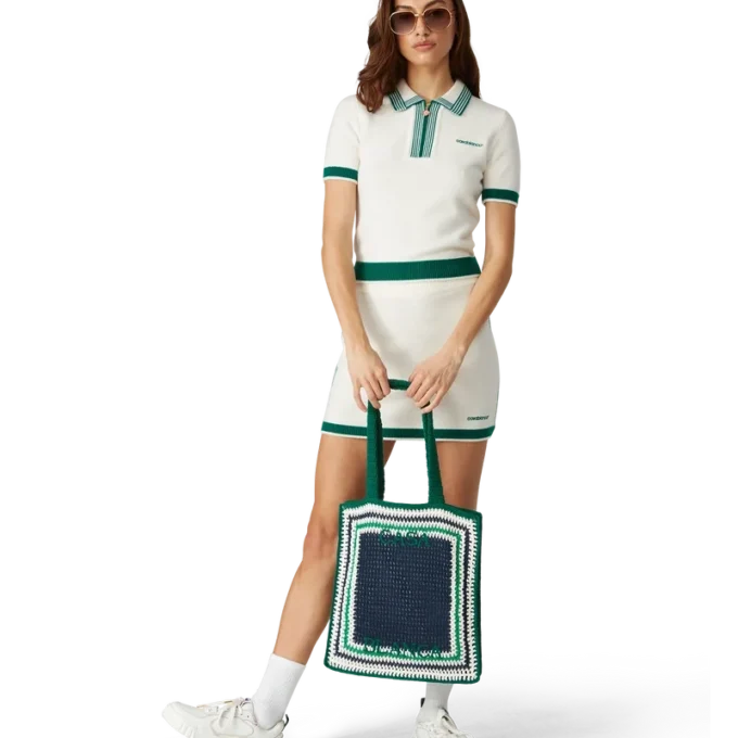 Mala de croché às riscas