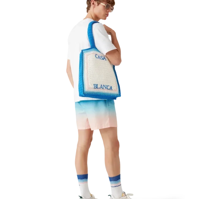 Mala de croché às riscas