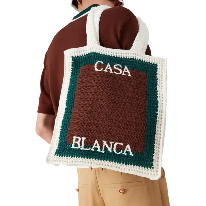 Mala de croché às riscas