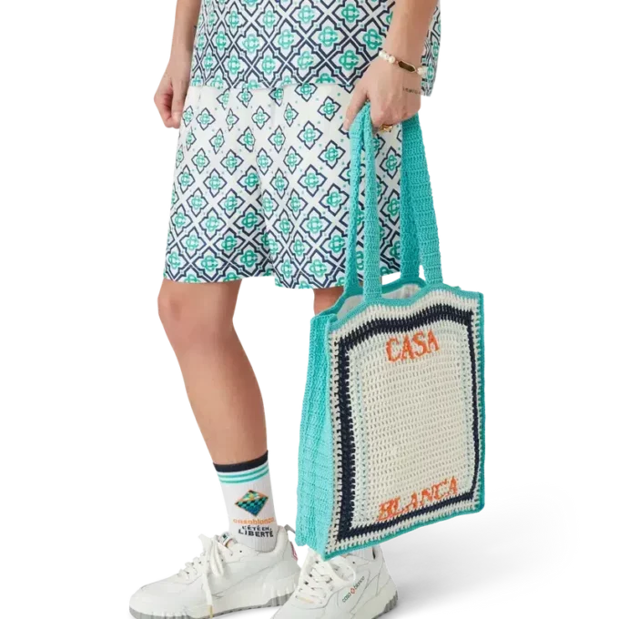 Mala de croché às riscas