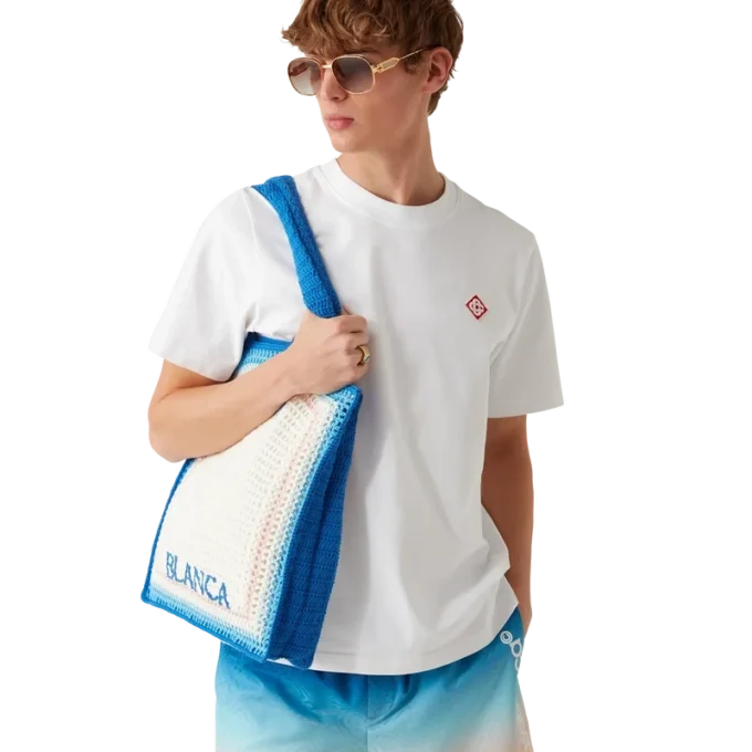 Mala de croché às riscas