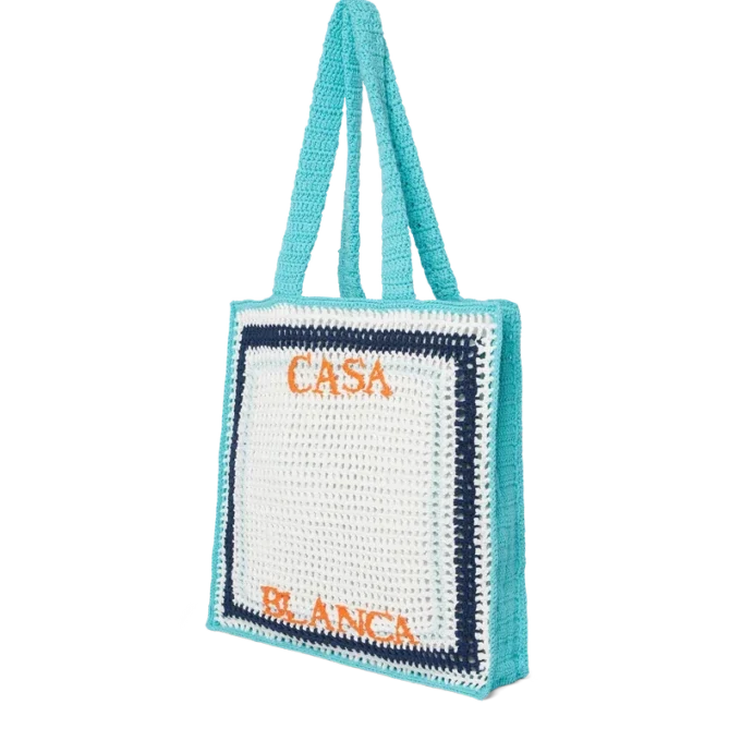 Mala de croché às riscas