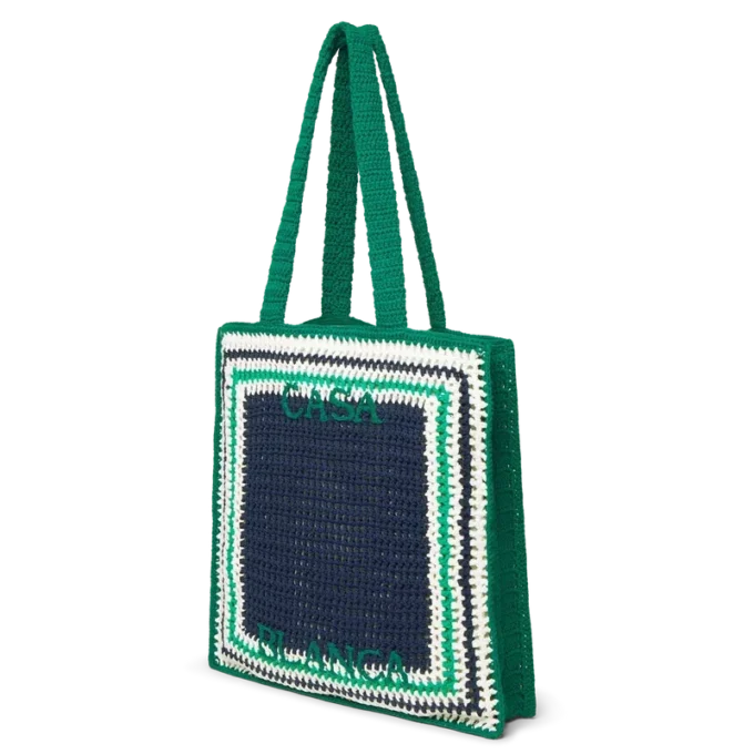 Mala de croché às riscas