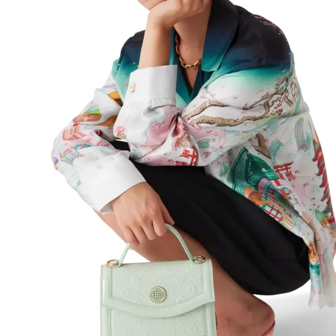 Mini-bolsa Jeanne com monograma em relevo na cor menta Mini-bolsa Jeanne com monograma em relevo na cor menta
