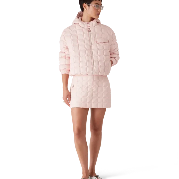 Mini-saia acolchoada em nylon