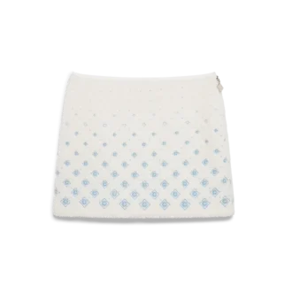 Mini-saia de malha polar com monograma bordado em degradê