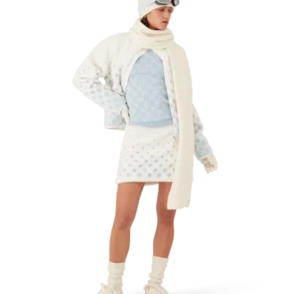 Mini-saia de malha polar com monograma bordado em degradê