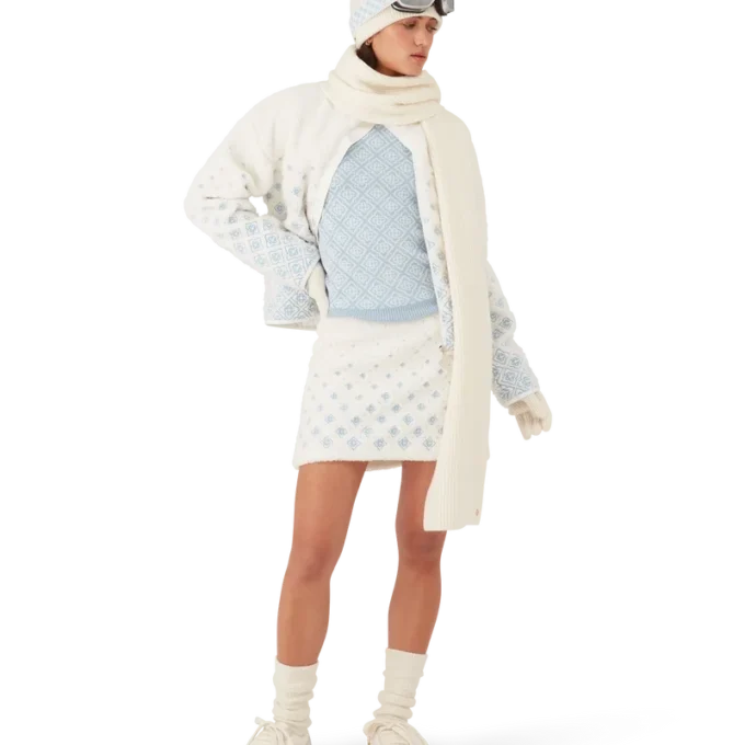 Mini-saia de malha polar com monograma bordado em degradê Mini-saia de malha polar com monograma bordado em degradê