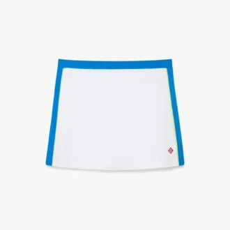 Mini-saia em piqué branco e azul