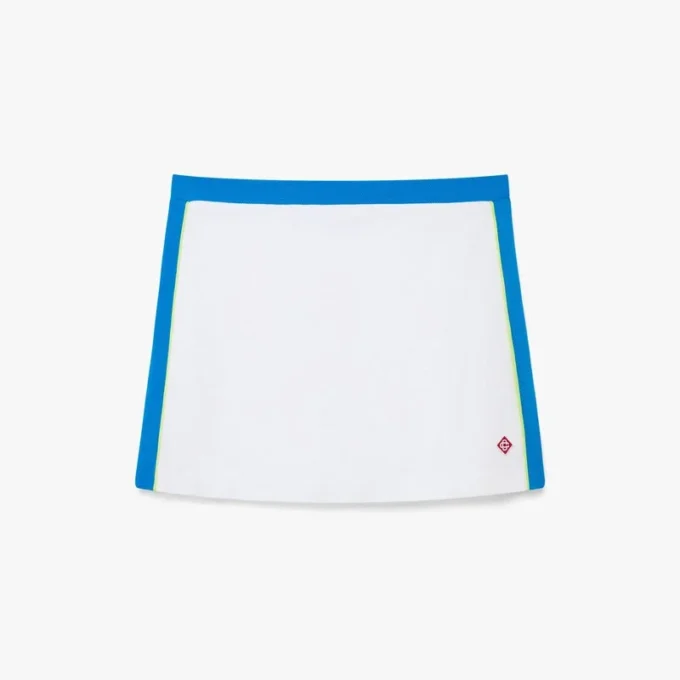 Mini-saia em piqué branco e azul