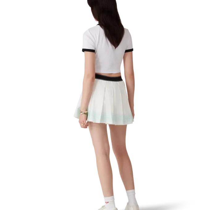 Mini-saia plissada às riscas