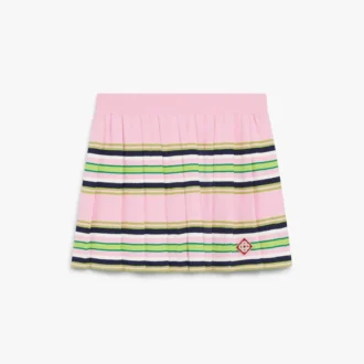 Mini-saia plissada às riscas rosa e verde Mini-saia plissada às riscas rosa e verde