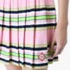 Mini-saia plissada às riscas rosa e verde