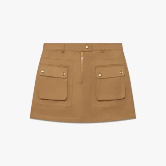 Mini-saias bege de algodão com bolsos