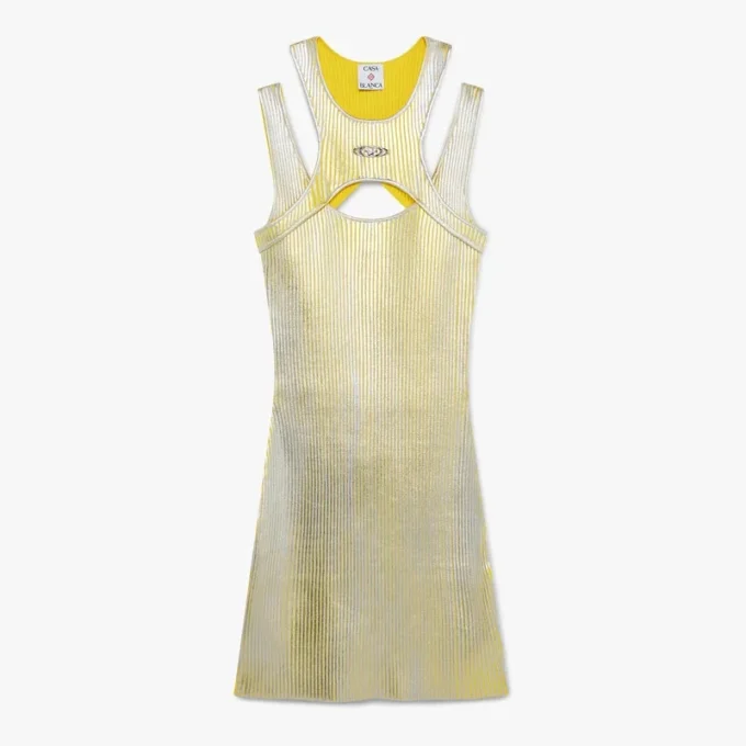 Mini-vestido com estampado em folha dourada