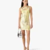 Mini-vestido com estampado em folha dourada