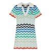 Mini-vestido de croché com padrão ondulado em degradê Mini-vestido de croché com padrão ondulado em degradê