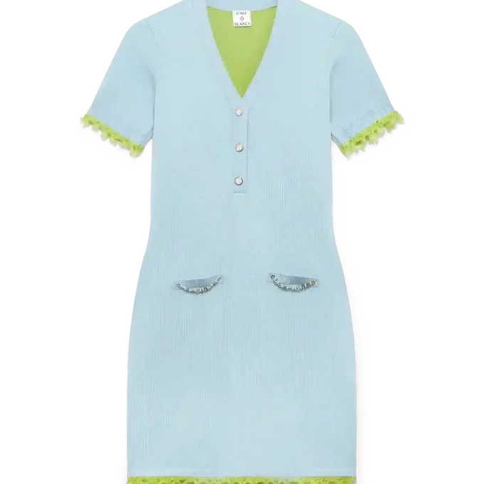 Mini-vestido de lã merino dupla face