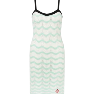 Mini-vestido em croché de algodão com padrão ondulado