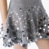 Mini-vestido prateado com espelhos em croché