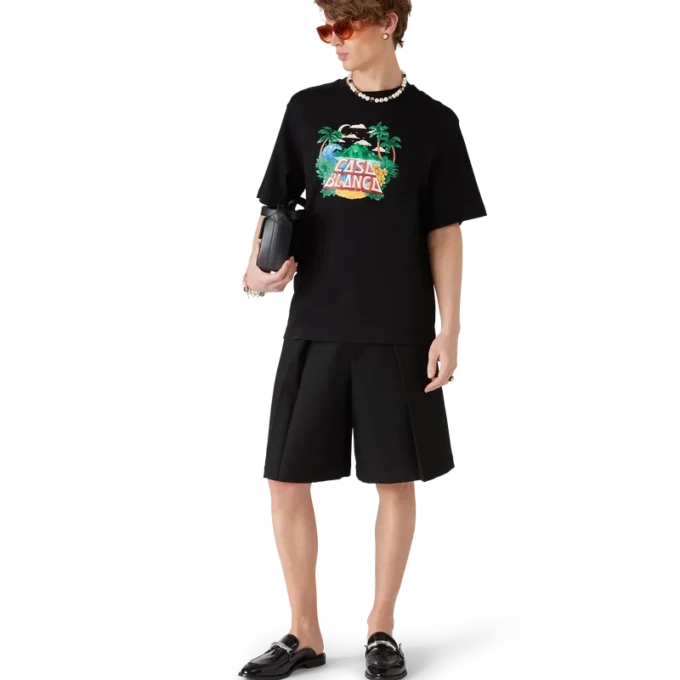 Mocassim preto com tira de bambu