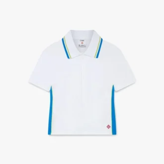 Polo Branco em Piqué com Recortes