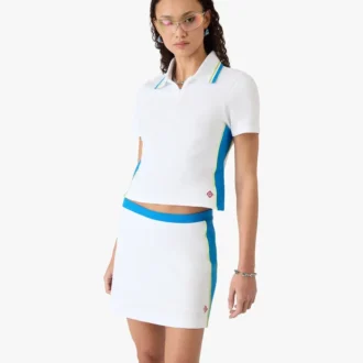 Polo Branco em Piqué com Recortes