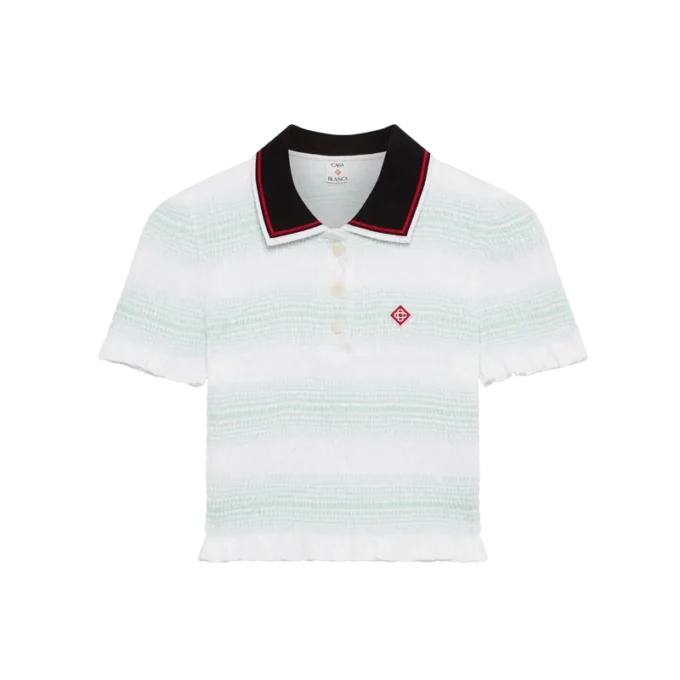 Polo com franzido às riscas Polo com franzido às riscas