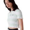 Polo com franzido às riscas Polo com franzido às riscas