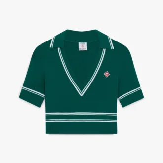 Polo curto de malha verde