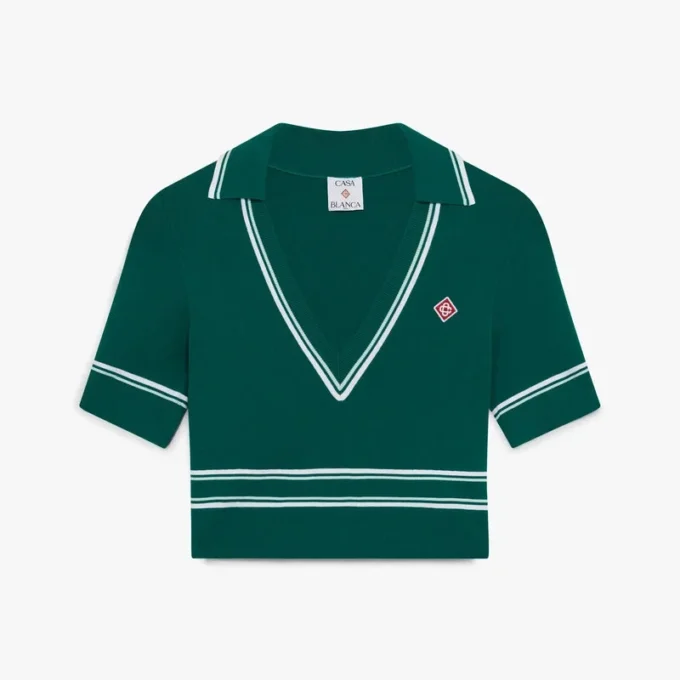 Polo curto de malha verde Polo curto de malha verde