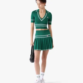 Polo curto de malha verde
