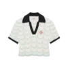Polo Curto em Croché de Algodão com Motivo Ondulado