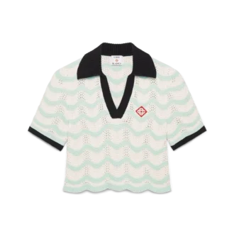 Polo Curto em Croché de Algodão com Motivo Ondulado