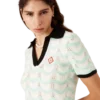 Polo Curto em Croché de Algodão com Motivo Ondulado