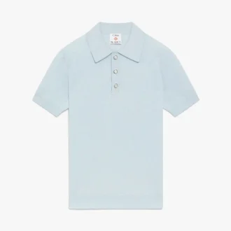 Polo de calções com monograma em ponto de malha azul