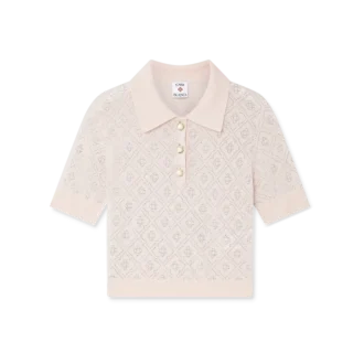 Polo em malha com monograma de cristal
