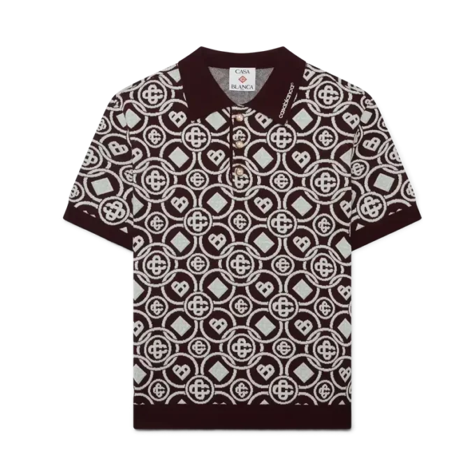 Polo em malha de algodão com monograma Polo em malha de algodão com monograma