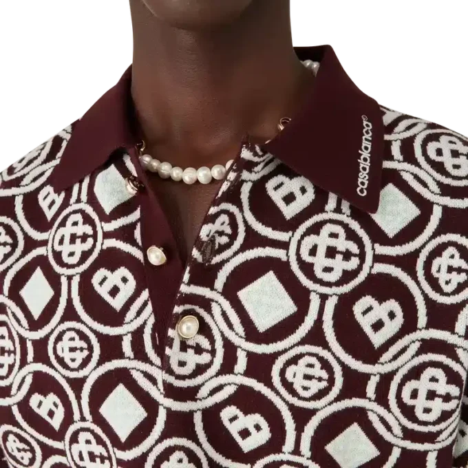 Polo em malha de algodão com monograma Polo em malha de algodão com monograma