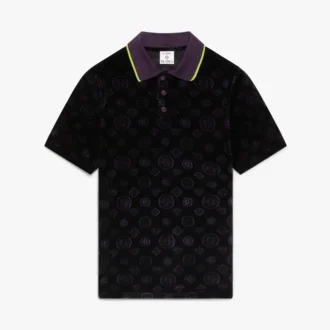 Polo em veludo com monograma roxo